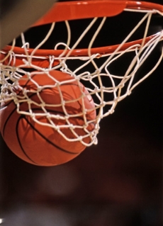 Basketball in basket